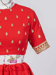 Lavish Scarlet Red Sequined Georgette Bridesmaid Lehenga Choli