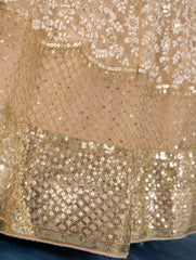 Astonishing Light brown Sequins Embroidered Net Lehenga Choli