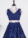 Ravishing Navy-Blue Sequined Work Georgette Sangeet Party Lehenga Choli