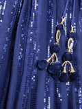 Ravishing Navy-Blue Sequined Work Georgette Sangeet Party Lehenga Choli