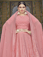 Charismatic Pink Sequins Embroidered georgette Lehenga Choli