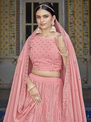 Charismatic Pink Sequins Embroidered georgette Lehenga Choli