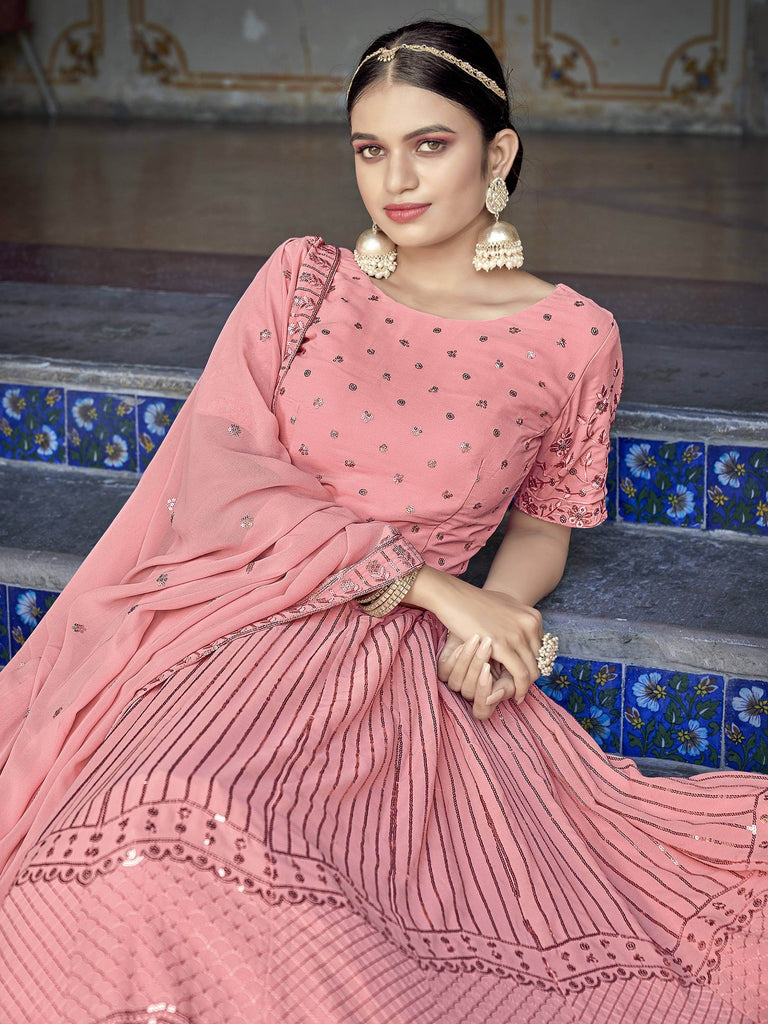 Charismatic Pink Sequins Embroidered georgette Lehenga Choli