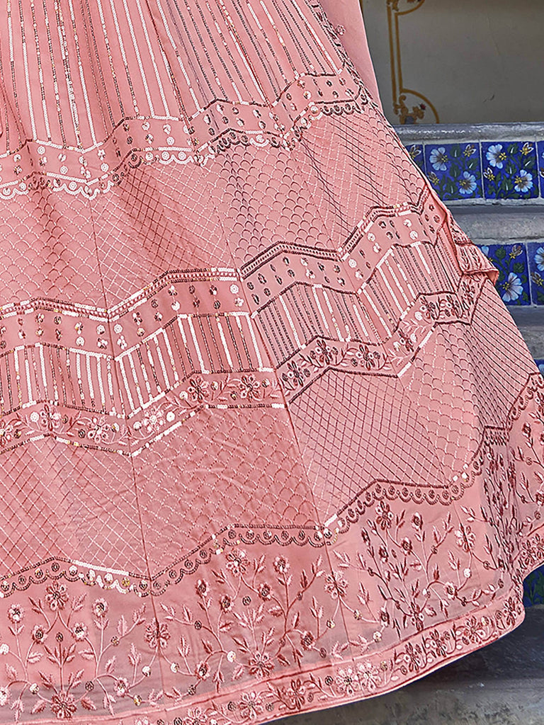 Charismatic Pink Sequins Embroidered georgette Lehenga Choli