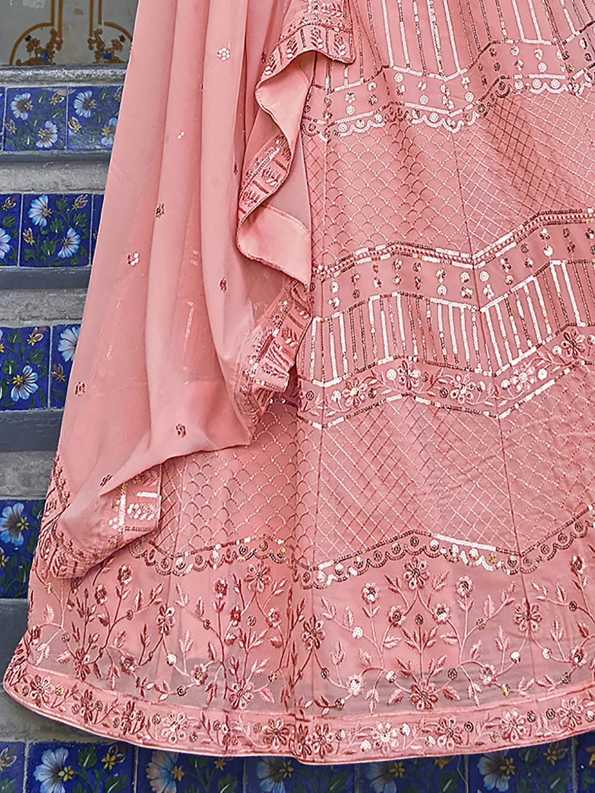 Charismatic Pink Sequins Embroidered georgette Lehenga Choli