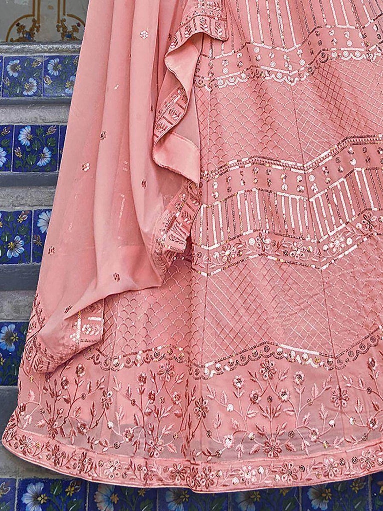 Charismatic Pink Sequins Embroidered georgette Lehenga Choli