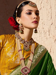 Stunning Green Zari Weaving Georgette Festival Saree With Blouse