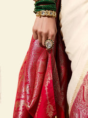 Stunning White Zari Weaving Georgette Festive Wear Saree With Blouse