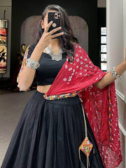 Stunning Black Gamthi Work Cotton Navratri Wear Lehenga Choli