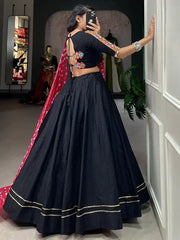 Stunning Black Gamthi Work Cotton Navratri Wear Lehenga Choli