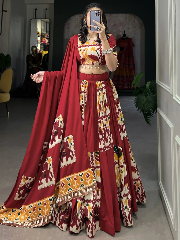 Marvelous Red Digital Printed Silk Festival Wear Lehenga Choli