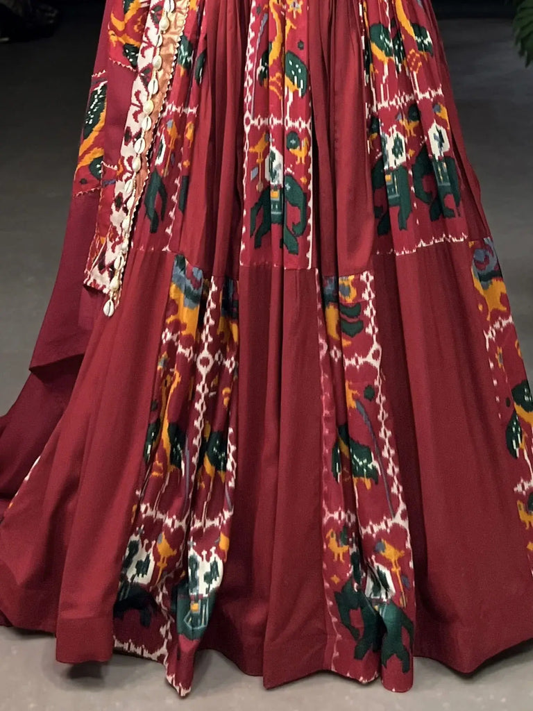 Exquisite Red Digital Printed Silk Navratri Lehenga Choli With Dupatta