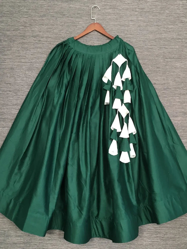 Timeless Green Cotton Sequins Work Traditional Crop Top Lehenga