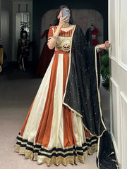 Dazzling Brown Chinon Sequins Navratri Wear Lehenga Choli