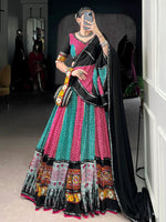 Gleaming Pink Rayon Bandhani Printed Festival Wear Lehenga Choli