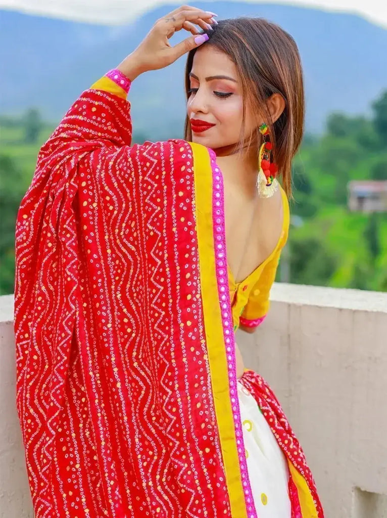 Fascinating White Thread Embroidery Pure Cotton Lehenga Choli