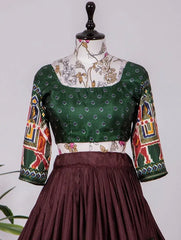 Awesome Brown Dola Silk Patola Print Lehenga For Special Navratri