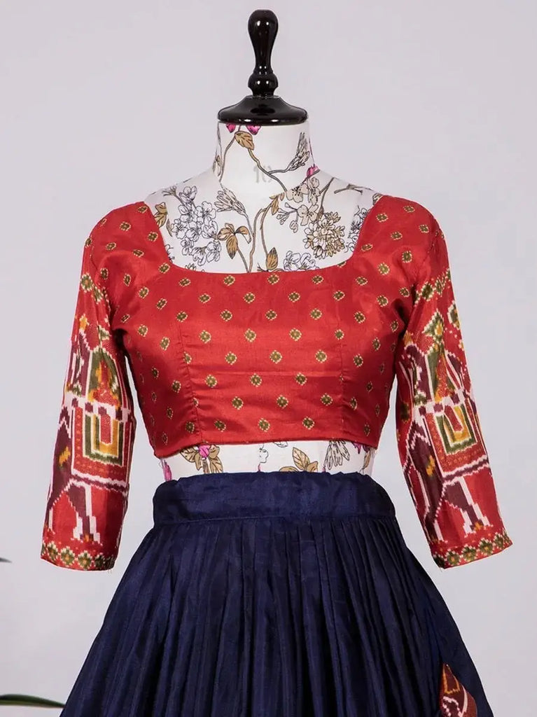 Incredible Navy Blue Dola Silk Patola Print Special Garba Wear Chaniya Choli