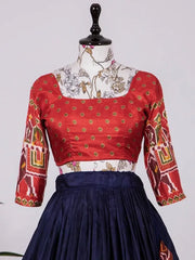Incredible Navy Blue Dola Silk Patola Print Special Garba Wear Chaniya Choli
