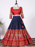 Incredible Navy Blue Dola Silk Patola Print Special Garba Wear Chaniya Choli