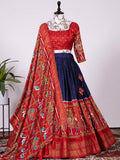 Incredible Navy Blue Dola Silk Patola Print Special Garba Wear Chaniya Choli