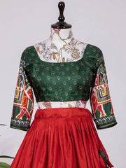 Fabulous Red Dolla Silk Patola Print Navratri Wear Chaniya Choli