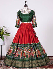 Fabulous Red Dolla Silk Patola Print Navratri Wear Chaniya Choli