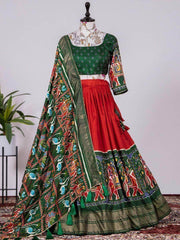 Fabulous Red Dolla Silk Patola Print Navratri Wear Chaniya Choli