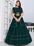 Gorgeous Dark Green Sequined Georgette Party Wear Lehenga