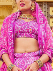 Gorgeous Purple Digital Print Gaji Silk Lehenga Choli