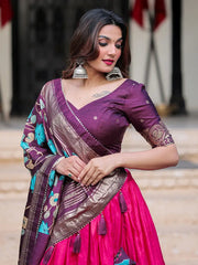 Delicate Pink Dola Silk Patola Printed Navratri Wear Lehenga Choli