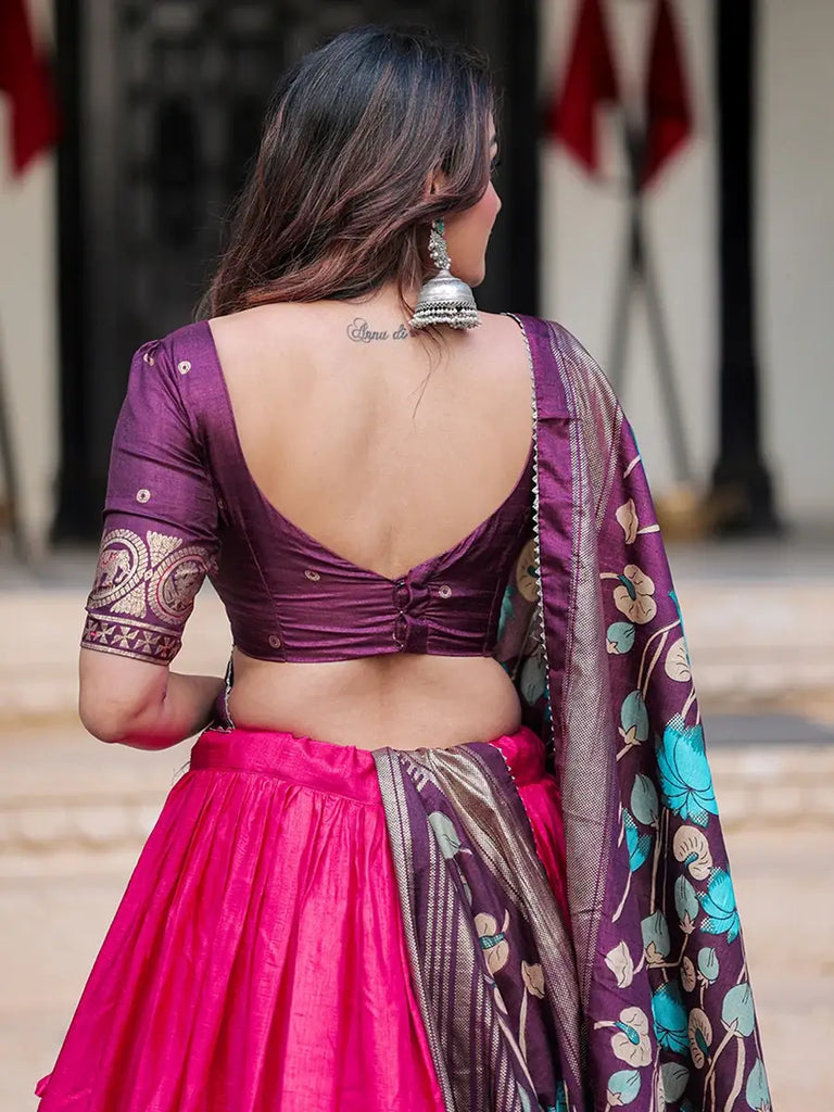 Delicate Pink Dola Silk Patola Printed Navratri Wear Lehenga Choli