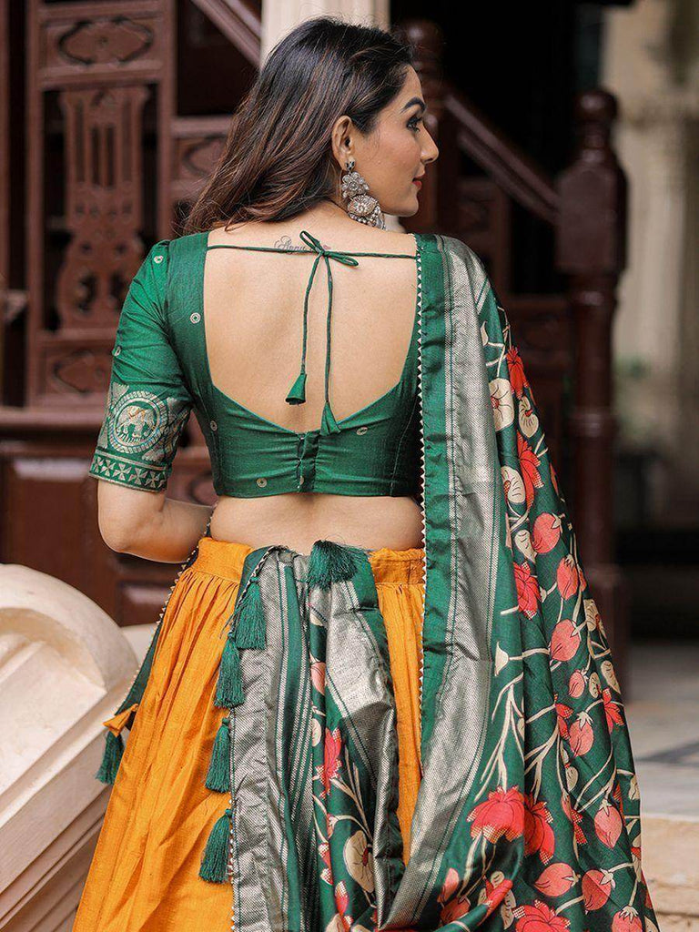 Glorious Mustard Patola Printed Silk Garba Wear Lehenga Choli
