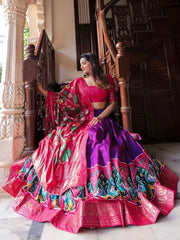 Magnificent Purple Patola Printed Silk Navratri Wear Lehenga Choli