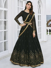 Smashing Black Sequined Georgette Party Wear Lehenga Choli