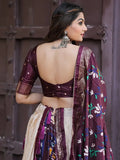 Astonishing Wine Digital Printed Dola Silk Traditional Lehenga Choli