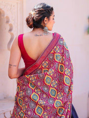 Traditional Blue Patola Printed Silk Events Wear Lehenga Choli