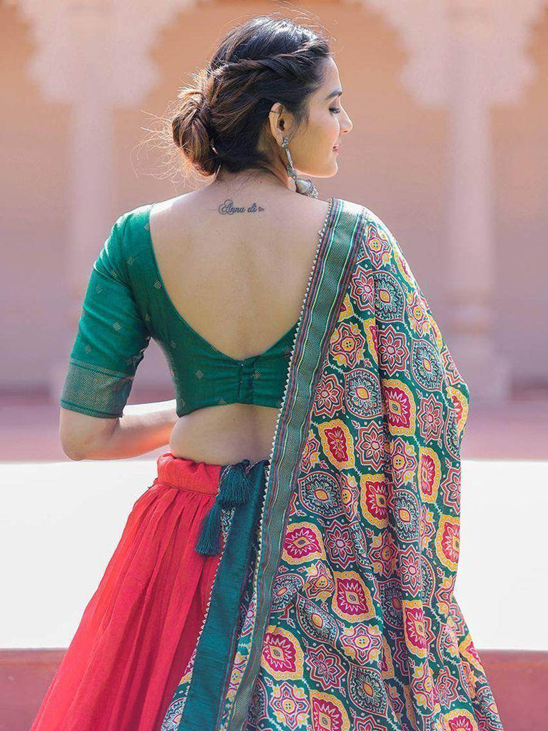Ravishing Red Patola Printed Silk Navratri Wear Lehenga Choli