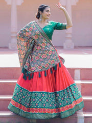 Ravishing Red Patola Printed Silk Navratri Wear Lehenga Choli