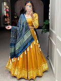 Capricious Yellow Gaji Silk Haldi Wear Lehenga Choli With Dupatta