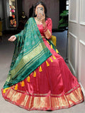 Adorable Coral Red Gaji Silk Sangeet Wear Lehenga Choli With Dupatta