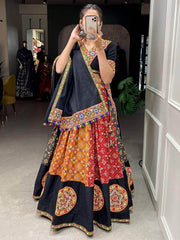 Captivating Multi-Color Printed Pure Cotton Navratri Lehenga Choli