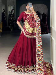 Alluring Maroon Georgette Digital Printed Festival Wear Lehenga Choli