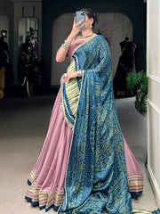 Attractive Mauve Georgette Lehenga Choli With Bandhani Dupatta