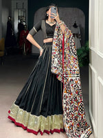 Magnificent Black Lace Work Chanderi Silk Navratri Wear Lehenga Choli