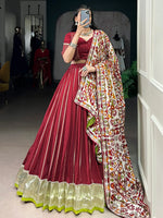 Wonderful Maroon Gota Work Chanderi Marriage Wear Lehenga With Blouse