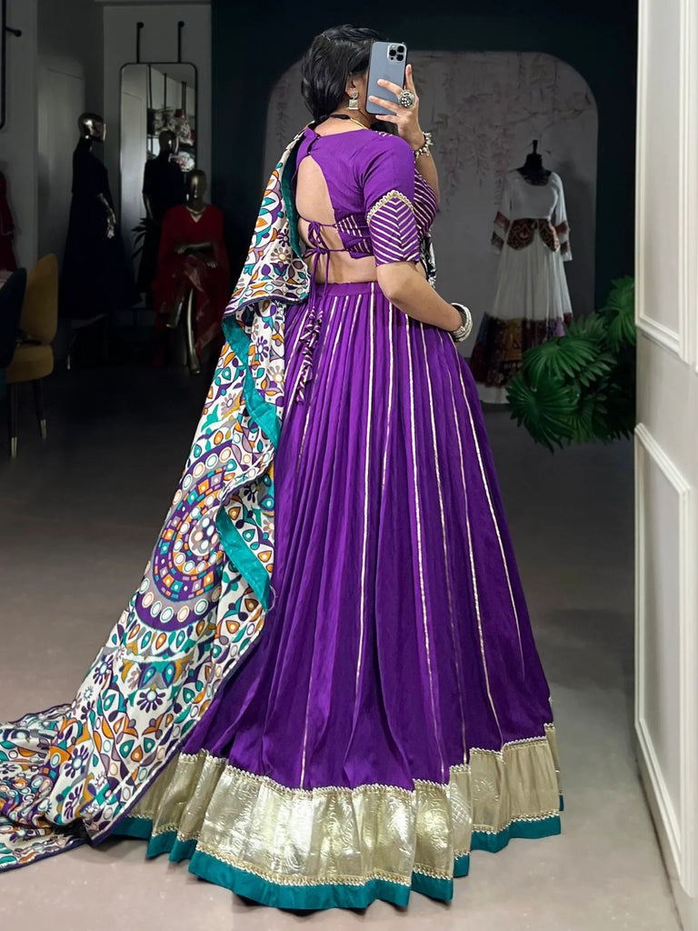Striking Purple Chanderi Festive Wear Lehenga Choli With Printed Dupatta