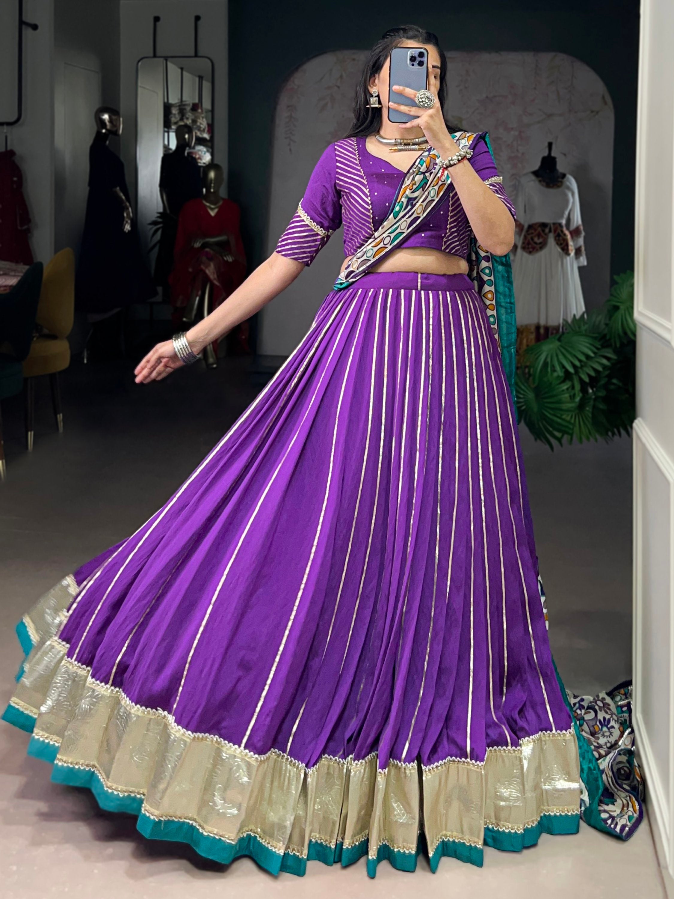 Striking Purple Chanderi Festive Wear Lehenga Choli With Printed Dupatta