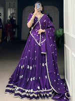 Aesthetics Purple Bandhej Printed Chanderi Navratri Lehenga Choli