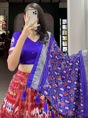 Wonderful Red Patola Printed Tussar Silk Festival Wear Lehenga Choli